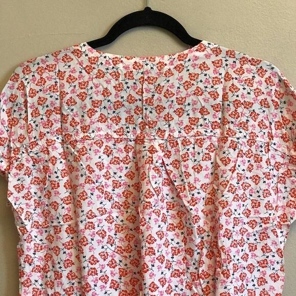 Anthropologie Jane & Delaney M blouse short sleeve floral white button down - Picture 6 of 7
